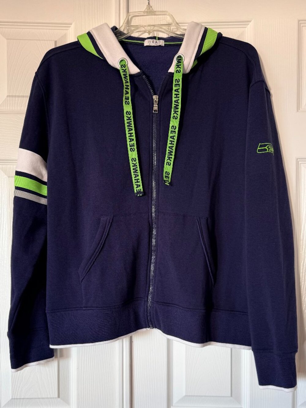 Women's WEAR by Erin Andrews Seattle Seahawks Zip Hoodie Jacket in College Navy